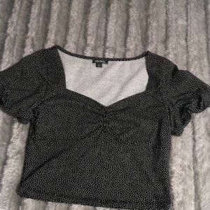 black and white, pot-a-dot crop top